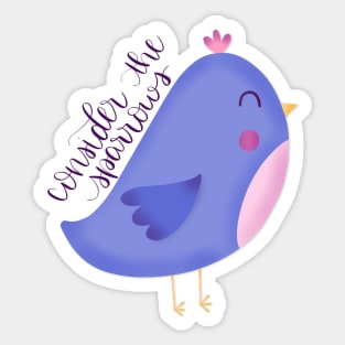 Consider the Sparrows Purple Bird Sticker